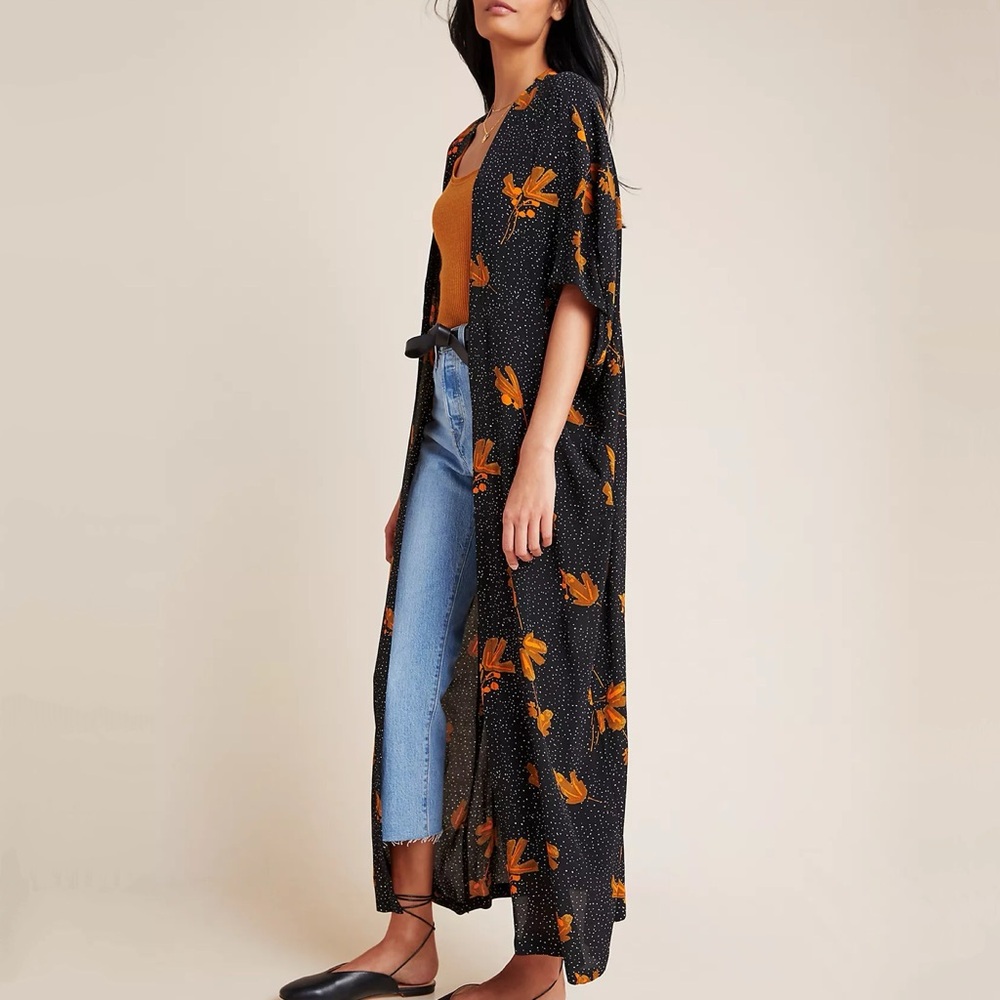 Anthropologie Sadie Duster Kimono Autumn Leaves